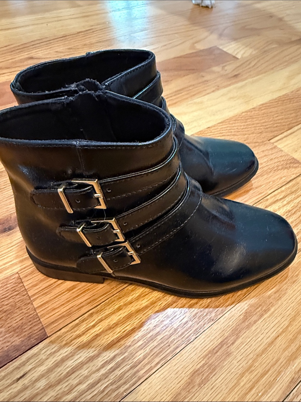 Zara Black Girls Buckle Ankle Boots